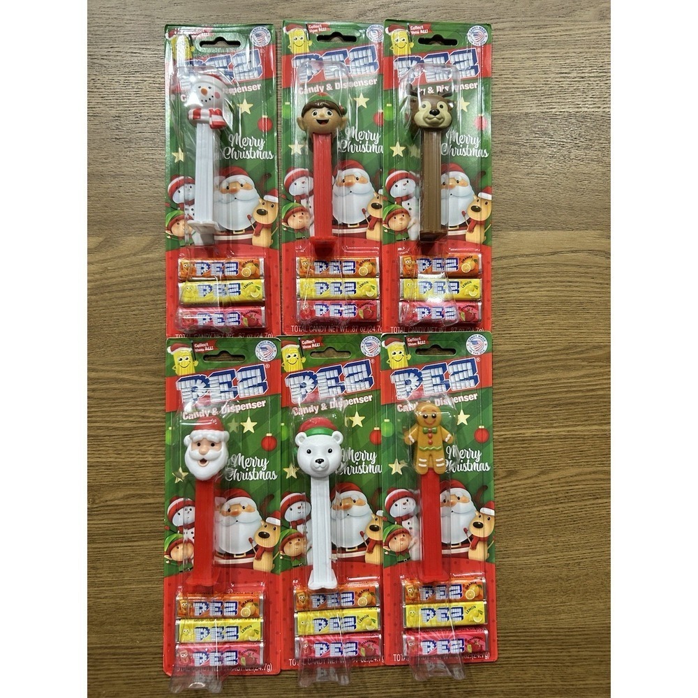 Christmas Pez Dispensers LOT OF 5 Santa, Reindeer, Nutcracker, Elf, Bear - NIB!